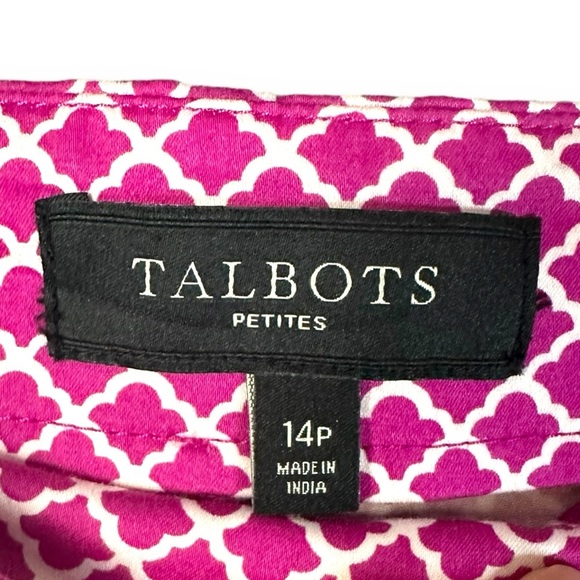 Talbots Pink & White Heritage Ankle Crop Cotton Pants Barbie-core 14P - Picture 3 of 7
